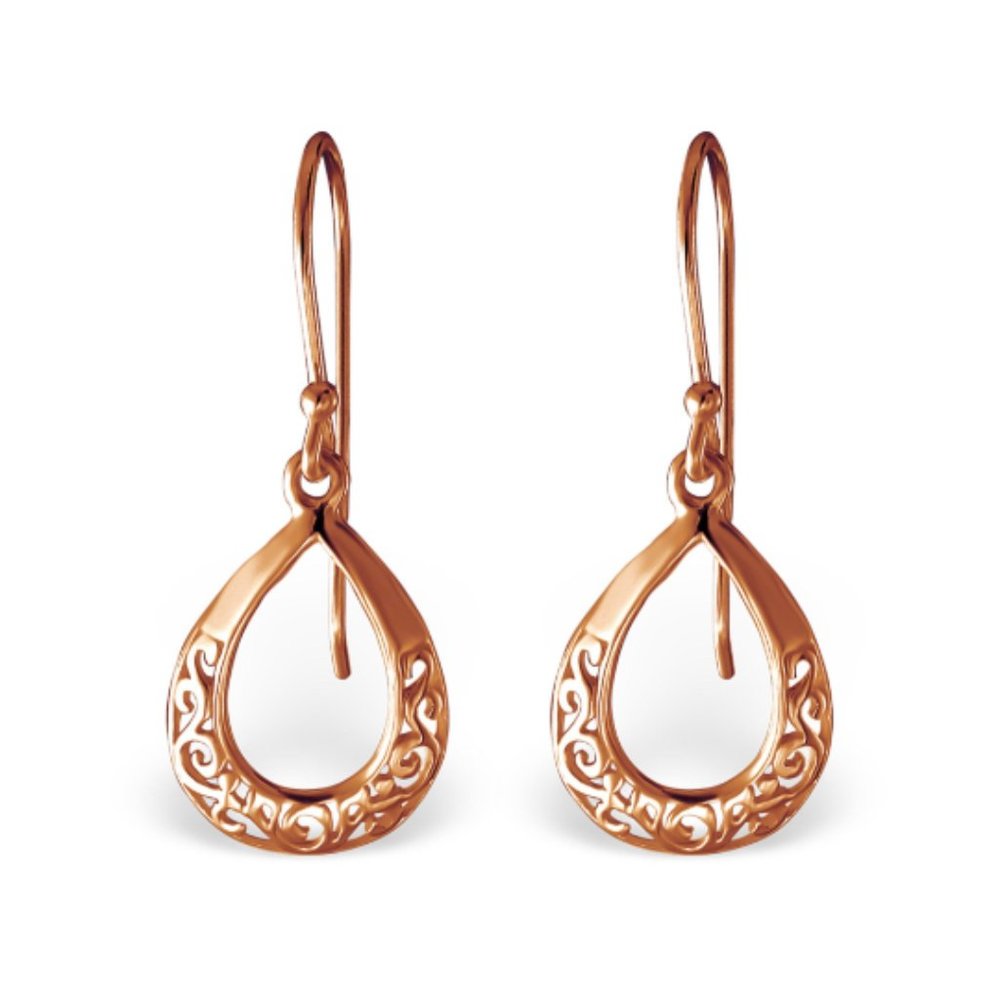 Rose Gold over Sterling Silver Teardrop Earrings